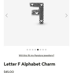 Pandora letter charm F